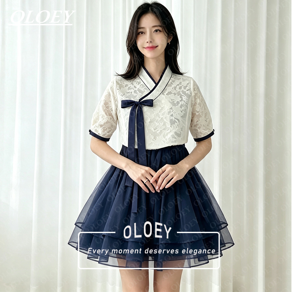 Modern Korean Lifestyle - OLOEY Nowoczesny Czarny Krótki Zestaw Hanbok